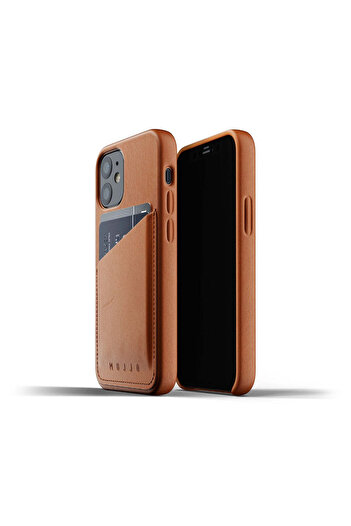 Mujjo wallet case for iPhone 12 Mini, Leather, Tan