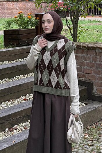 lamelif Baklava Patterned Sweater Khaki