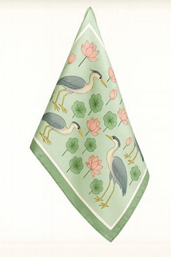 AGAPI Scarf Bird and Flower Patterned Bandana Scarf