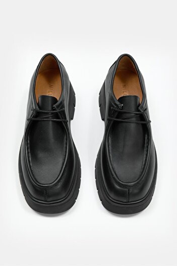 NILUFARR Luana Black Genuine Leather Women's Loafer