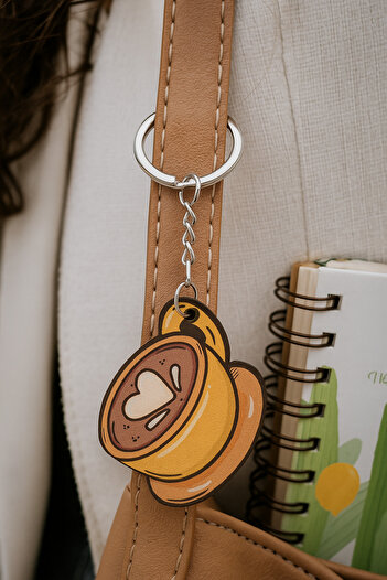 Fynbos Coffee Cup Designed Latte Art Keychain – Suitable for Bags and Keys, Charm Accessory