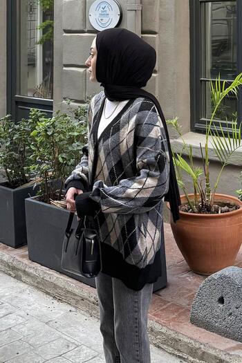 lamelif Κοντή ζακέτα με λαιμόκοψη μαύρη