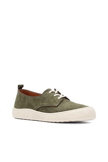 Celal Gültekin Women's Khaki Lace-Up Thick Soled Suede Leather Shoes