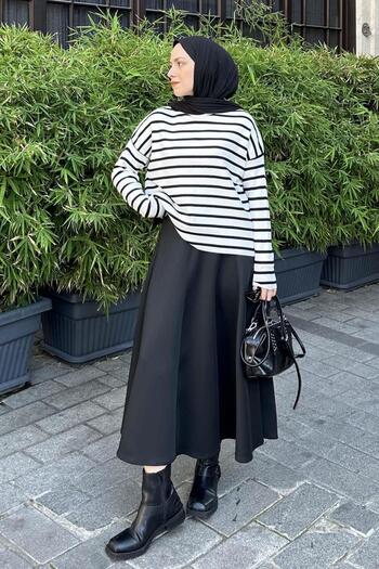 lamelif Striped Fisherman Sweater White