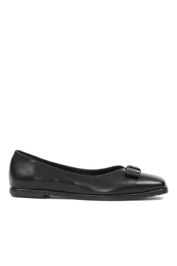 Celal Gültekin Women's Black Buckle Leather Ballerinas