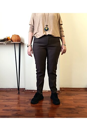 Butik Şans Pocket Detailed Carrot Cut Lycra Fabric Trousers