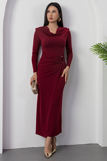 PULLIMM Degaje Collar Long Sleeve Buckled Padded Dress 2025-4359