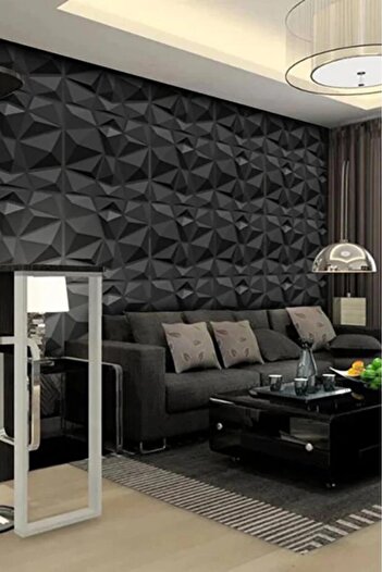 Renkli Duvarlar 1m² (50Cmx50Cm 4 Pieces) Black 3D Abs Pvc Geometric Patterned Durable Wall Panel Erasable