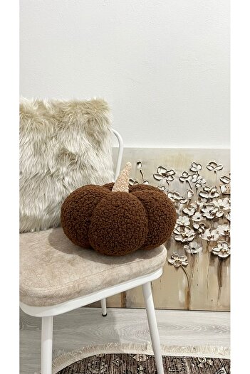 Madame Clean Home 100% Natural Teddy Fabric Decorative Pumpkin 35X35 cm Throw Pillow/Cushion