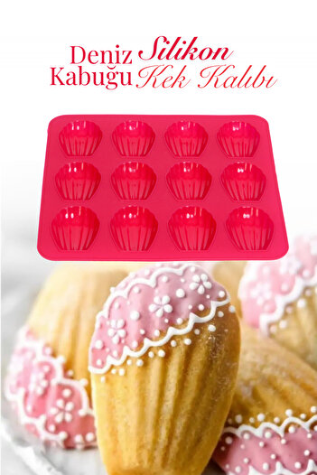 grimorlife Silicone 12-Piece Seashell Cake and Chocolate Mold Baking Mold Non-Stick