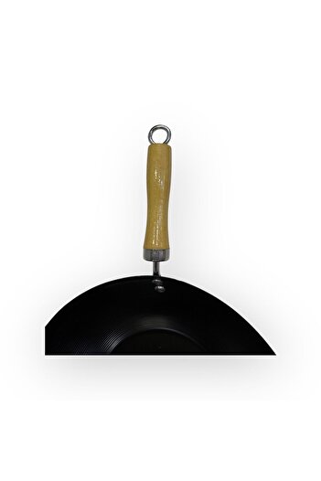 As Deep frying pan with wooden handle