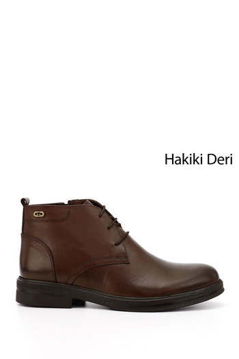 GÖNDERİ(R) Men's Brown Zippered Genuine Leather Classic Boots
