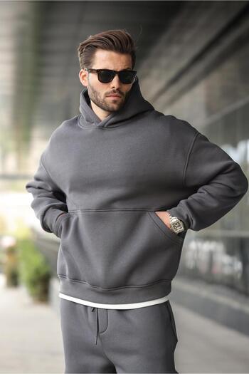 Madmext Smoked Hooded Kangaroo Pocket Men's Tracksuit Set E7338