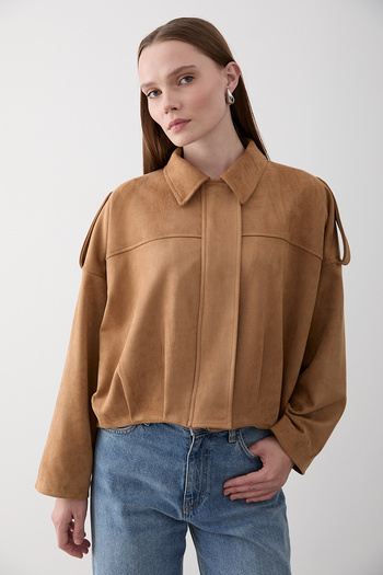 Laluvia Beige Light Suede Jacket - 2929