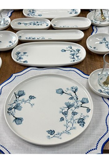 MD MİMOZA DEKOR Breakfast Set 82 Pieces for 12 People Anemone / Porcelain / Tableware / Presentation