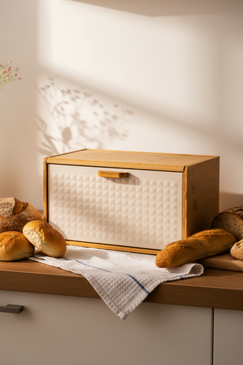 Amandus Lignum - Bamboo Bread Bin Bread Storage Container Bread Box Bread Basket