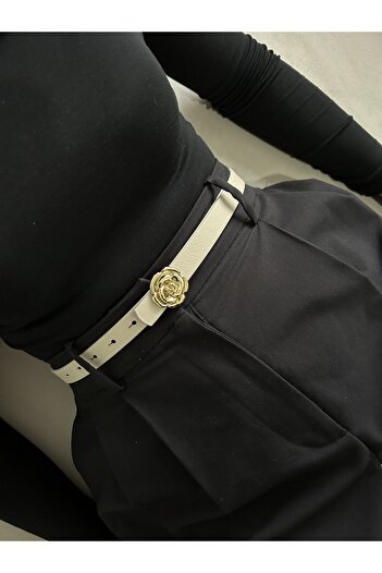 LİA KEMER Trace Gül Gold Buckle Model Women's Belt Waist Belt Coat Belt Dress Belt Trouser Belt