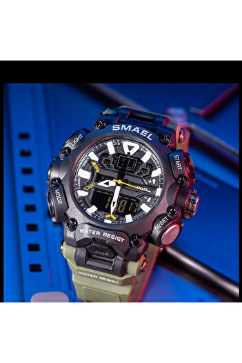 SMAEL Men's Watch Sport Dual time Digital Display Date Green