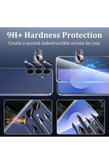 Sphone Samsung Galaxy S25 FE Kamera Lens 3D Mercek Koruyucu Halka + 9H Ekran Koruyucu Cam Kırılmaz Şeffaf