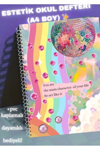 merccuri crafts Aesthetic School Notebook A4 Spiral 50 Sheets - Plain - Pvc Cover Waterproof