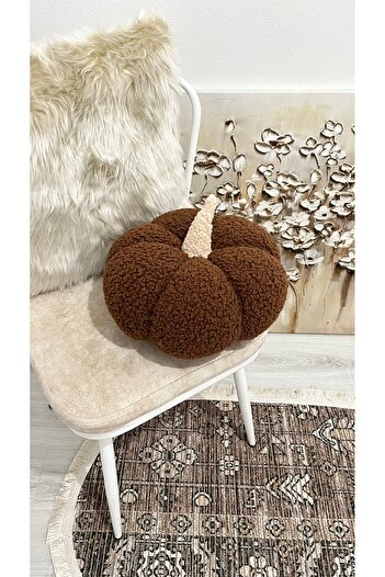 Madame Clean Home 100% Natural Teddy Fabric Decorative Pumpkin 35X35 cm Throw Pillow/Cushion