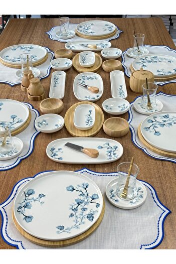 MD MİMOZA DEKOR Breakfast Set 61 Pieces for 6 People Anemon