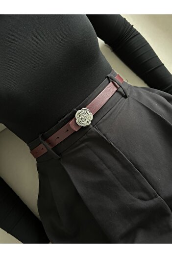 LİA KEMER Trace Rose Silver Buckle Model Women's Belt Waist Belt Coat Belt Dress Belt Trouser Belt