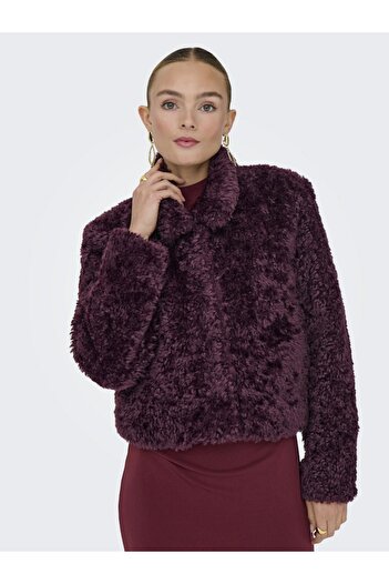 ONLY Women's Purple Onlginny Short Teddy Jacket Otw Coat 15352795-Mauvewine