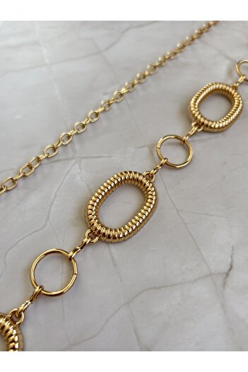 CSR AKSESUAR Gold Twisted Oval Ring Body & Waist & Dress & Pants & Skirt Chain Belt