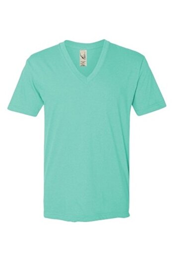 unbranded - Men's T-shirt, 100% cotton, V-neck, turquoise green, size L