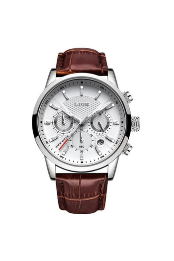 Lige Men's Wristwatch Quartz Elegant Leather Strap
