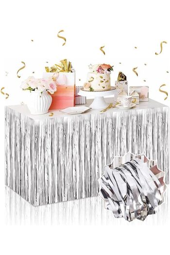 Mustran Silver Metallized Table Skirt 275X75 cm – Self Adhesive