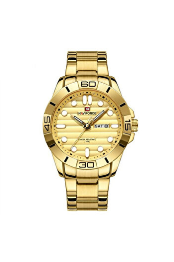 Naviforce Men's Watch Date Display Quartz Full Gold