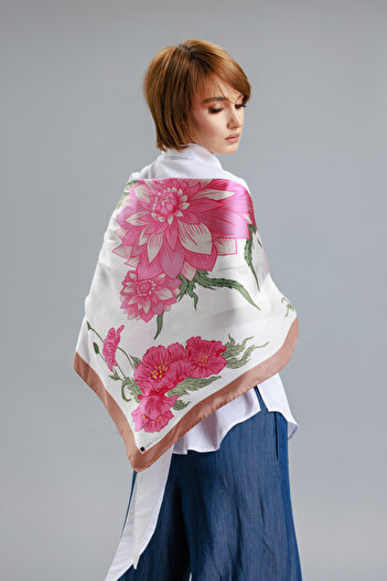 RVL Wild Flower natural silk scarf