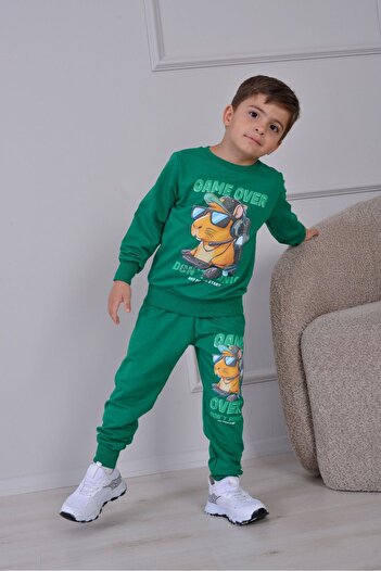 ÖRZİKİDS Seasonal Printed 2-String Boys' Tracksuit Set 3-10 Years Old