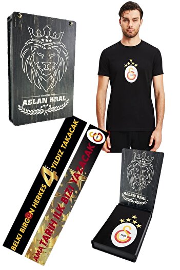 Galatasaray Γνήσιο μπλουζάκι 5 αστέρων Arma με άδεια χρήσης με ξύλινο κουτί λέιζερ