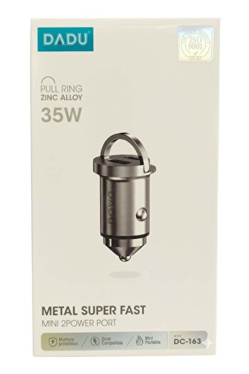 Generic DADU 35W Metal Super Fast Mini Car Charger Adapter, 2-Port, Pull Ring Zinc Alloy, DC-163