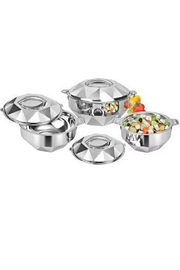 DIAMOND 3-Piece Stainless Steel Food Storage Container Set, 5000/3500/2500ml