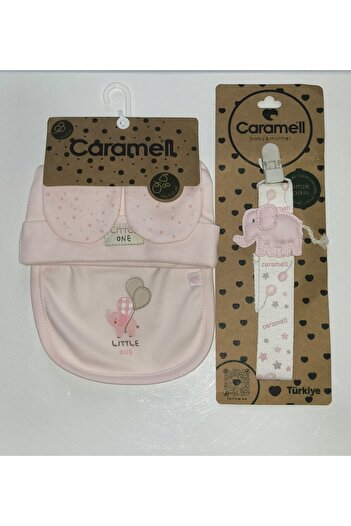 Caramell My Baby Kumsal 3-Piece Set Accessories Gloves Apron Beanie Soft Color 2079 Pink Fill