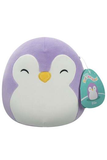 Squishmallows Little Plush 7.5 inch Elle Purple Penguin with Closed Eyes and White Belly Officially