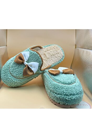 krm dünya ürünleri Plush House Slippers with Ribbon Detail