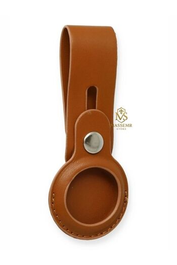 Massemr Apple Airtag Leather Case with Strap Premium Stylish Protective Cover with Keychain Strap Attachment