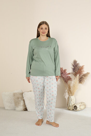 SEBOTEKS Sandy Soft Thermal Fabric Large Size Winter Women's Pajama Set 8050