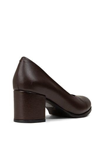Deery Women's Genuine Leather Brown Heeled Casual Shoes