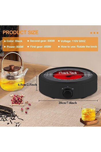 LBMT 800W Portable Electric Coffee Pot Heater Ceramic Tea Kettle Warmer Stove Top Burner for Boiling
