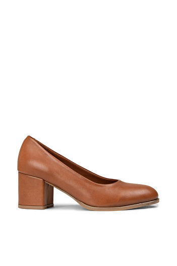 Deery Women's Genuine Leather Tan Color Heeled Shoes