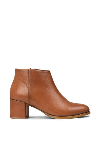 Deery Women's Genuine Leather Tan Color Zippered Boots
