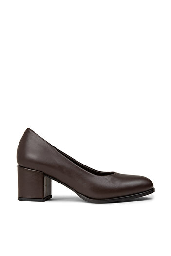 Deery Women's Genuine Leather Brown Heeled Casual Shoes