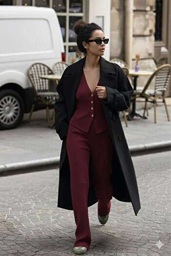 Machetta Women's Buttoned Cardigan Pants Bottom Top Set