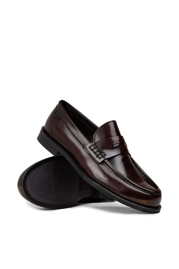 Deery Men's Genuine Leather Claret Red Loafer Shoes